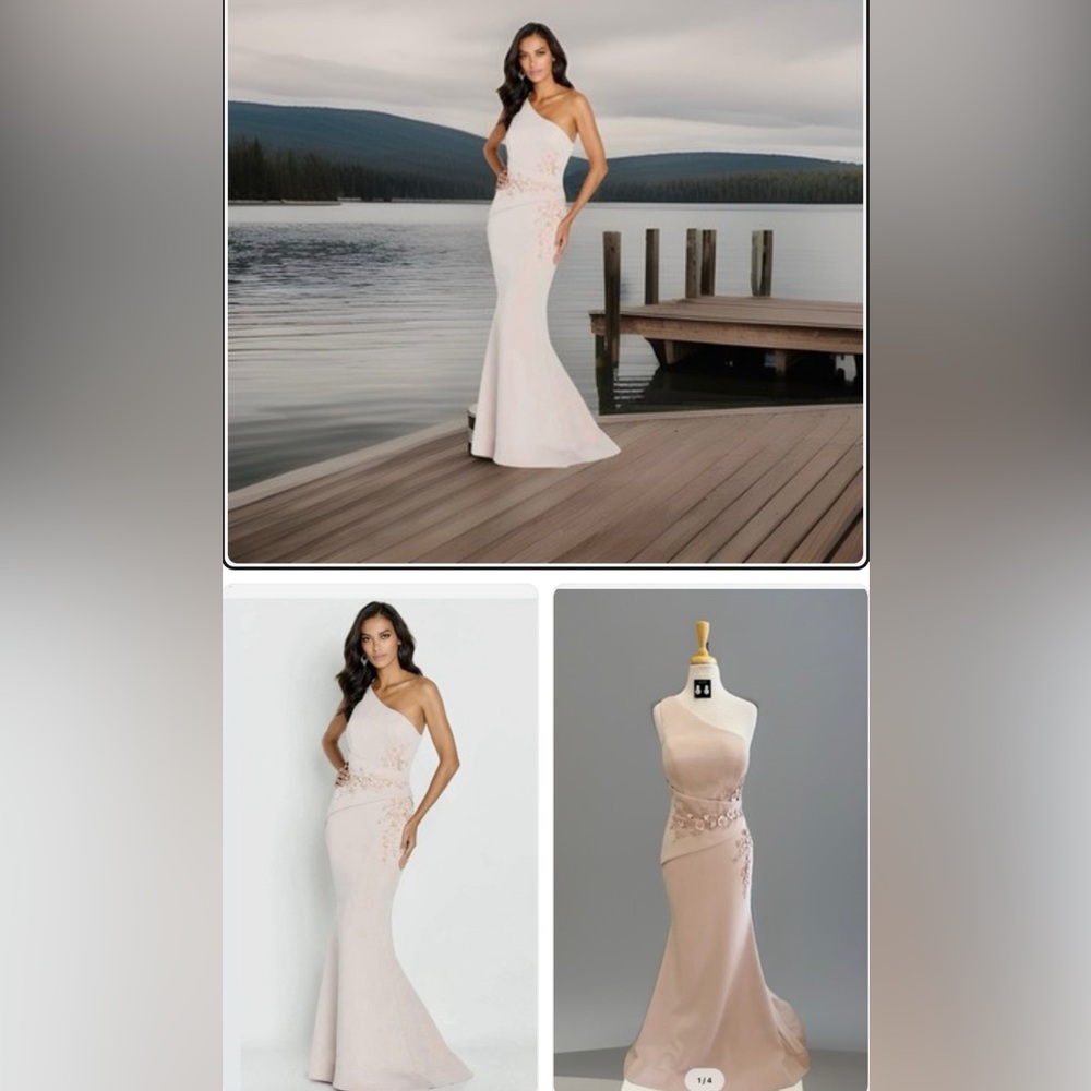 One-Shoulder Blush Pink Evening Gown